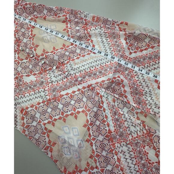 Express Women Sheer Aztec Button Front Maxi Dress Size M Coachella Festival Boho - Picture 8 of 16